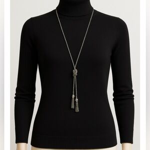 Banana Republic Silver Tassel Knot Long Necklace